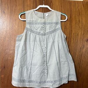 Old Navy Soft Gray Eyelet Sleeveless Top with Lace Eyelet Detailing